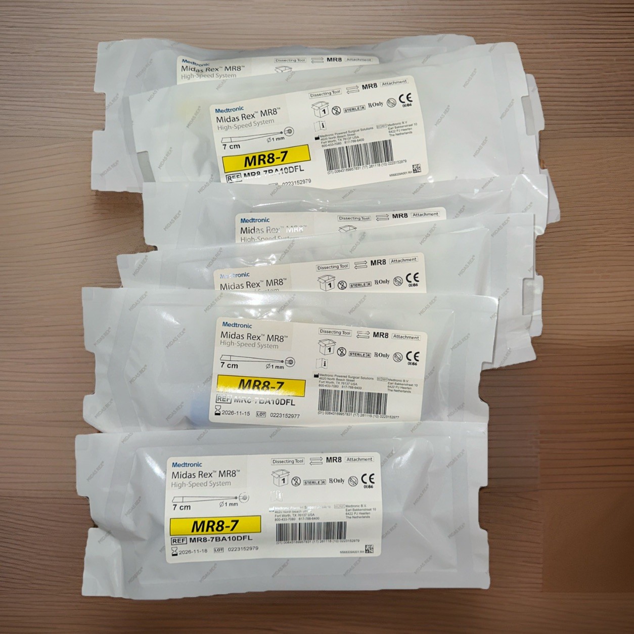 Medtronic Midas Rex MR8-7 REF MR8-7BA10DFL Lot. 7 Pieces. In Date.