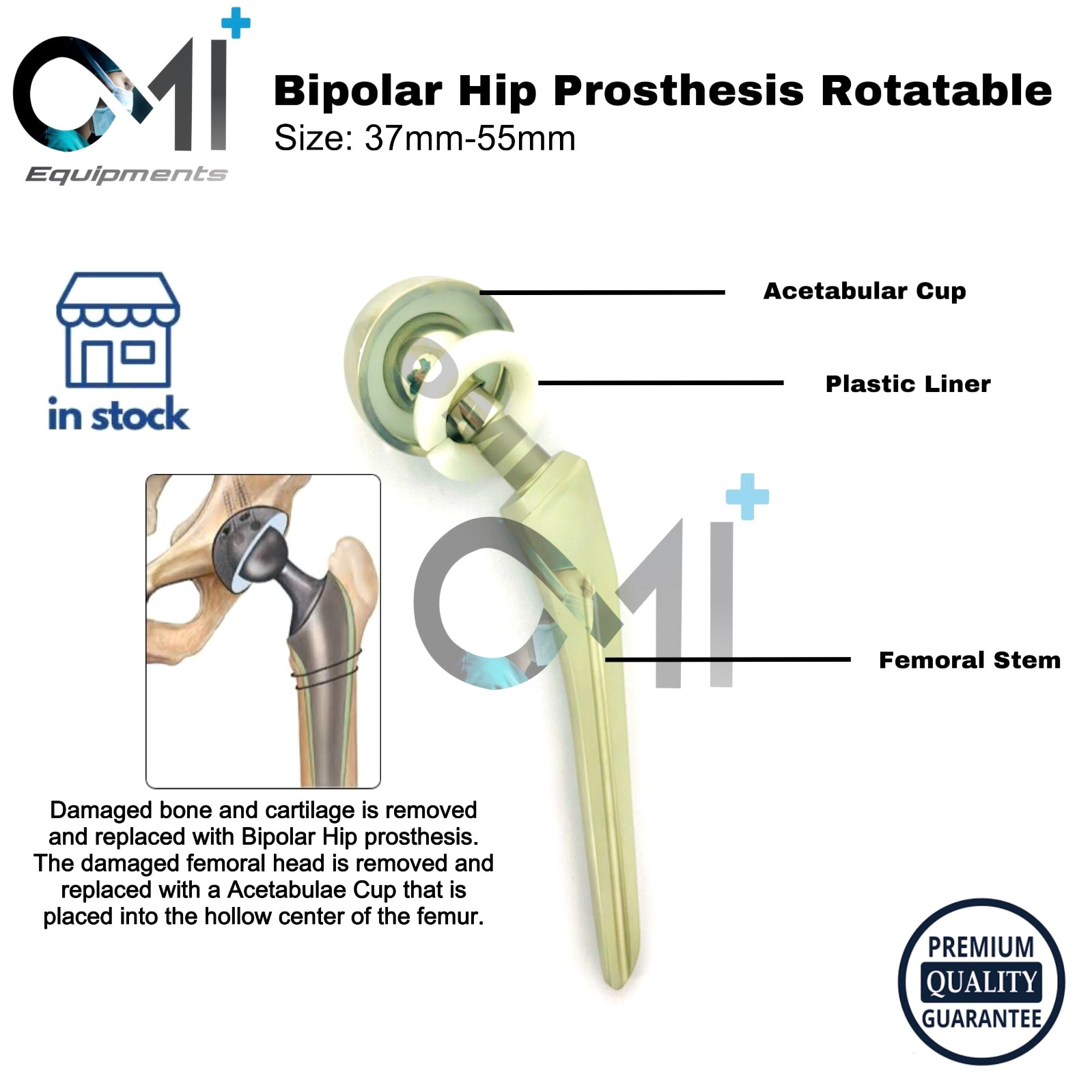 Bipolar Hip Prosthesis Instruments – Sizes 46mm, 47mm 2 Pcs Set
