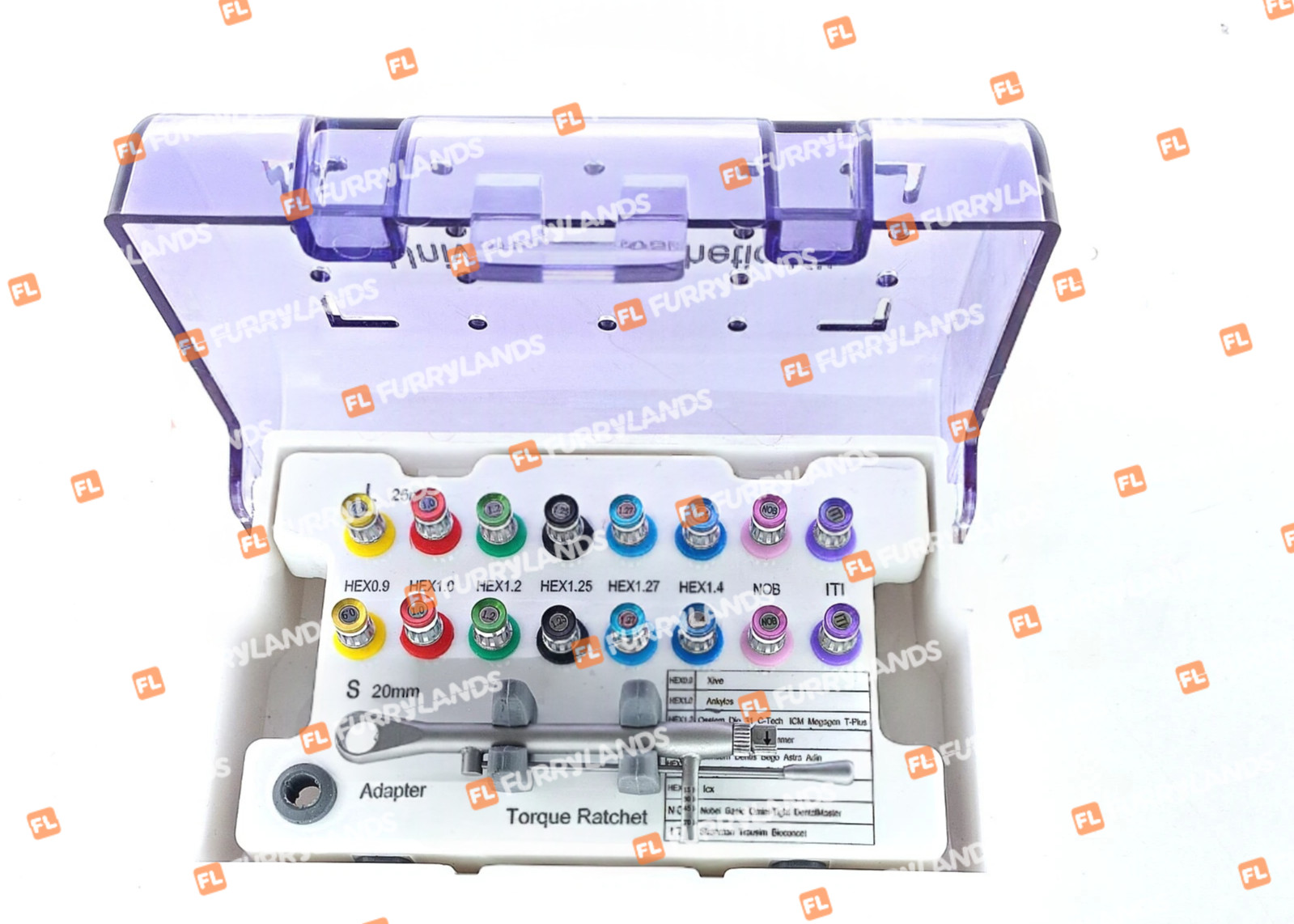 Dental Prosthetic Universal Implant Kit Torque Ratchet & Hand Drivers 16 Pcs SS