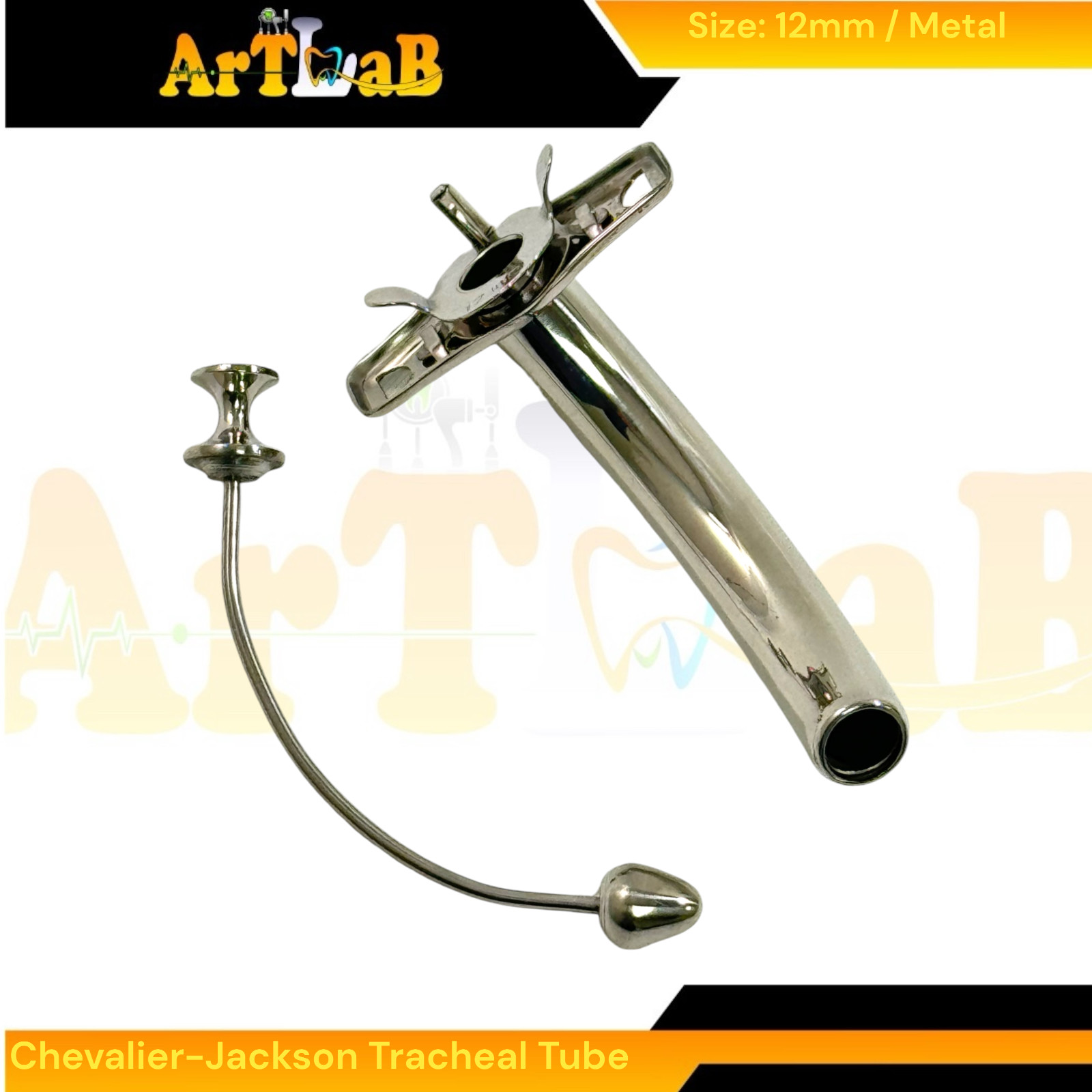 Size 12 Chevalier-Jackson Tracheal Tube Cannula with Obsturator – Tracheostomy