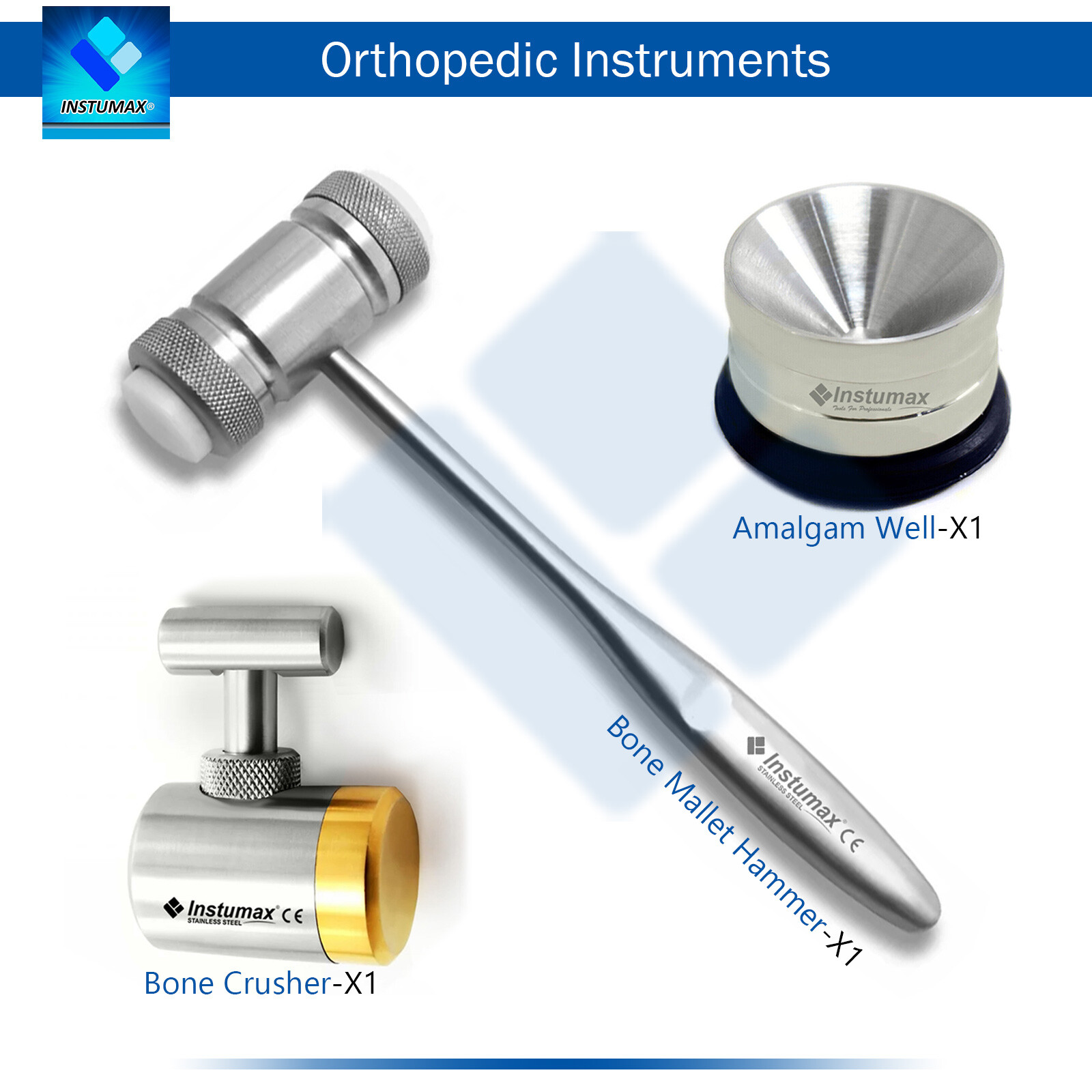 Surgical Mallet Hammer Bone Graft Amalgam Well Bone Crushing Mill Implant Tools