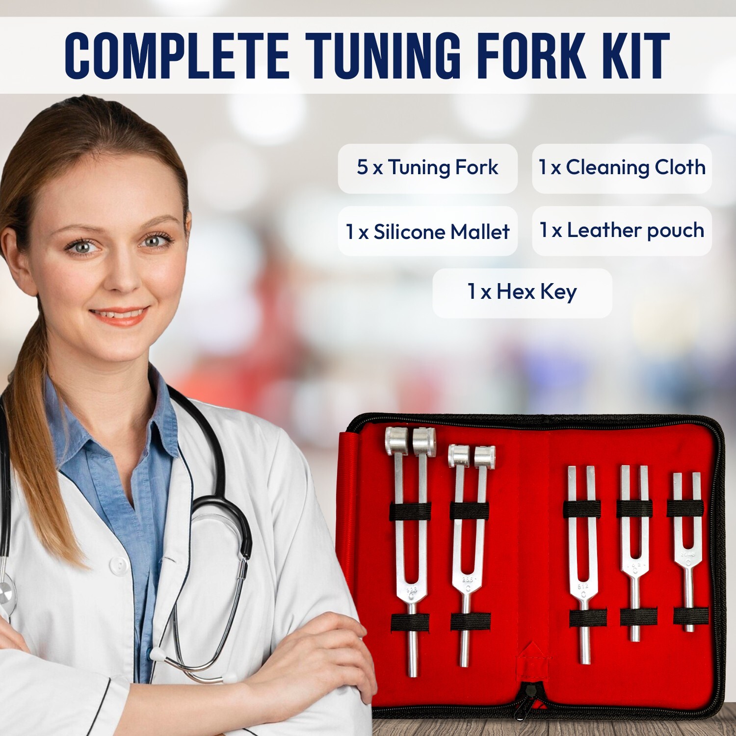 Tuning Fork Set – 128Hz 256Hz 512Hz 1024Hz 2048Hz – Chakra & Sound Healing Kit