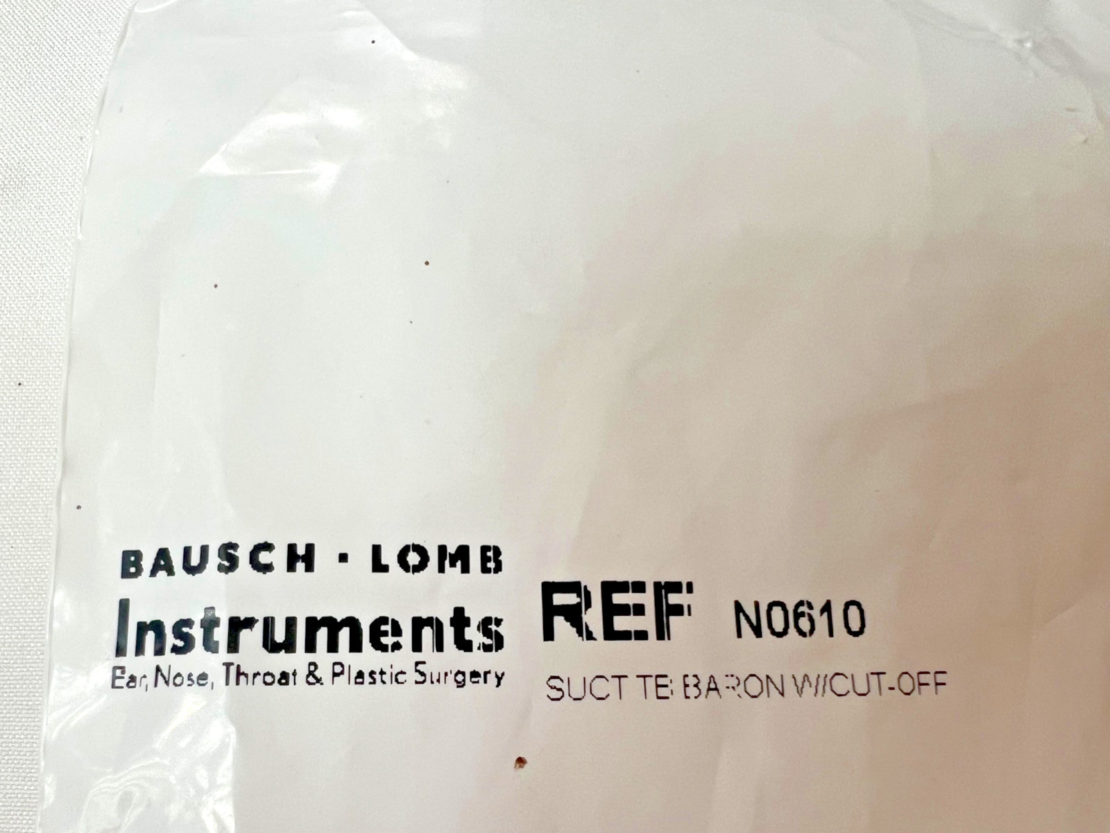 Storz Bausch & Lomb N0610 Baron Suction Tube 5FR w/ Thumb Plate & Cutoff 5.1″ L