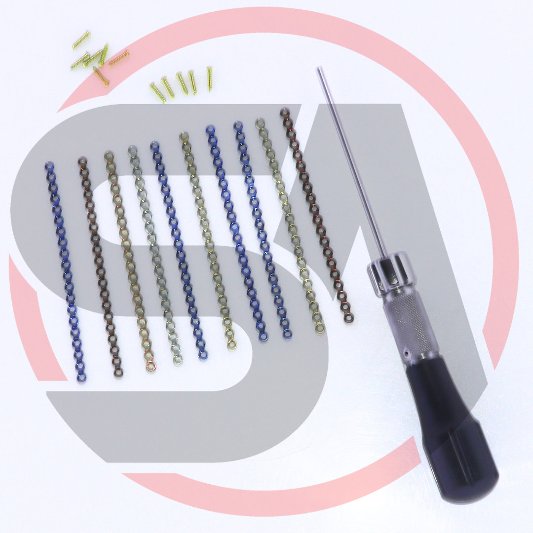 Maxillofacial 2.0mm Straight Plates 20 Holes with Crosshead Screws 91 Pcs Set Ti