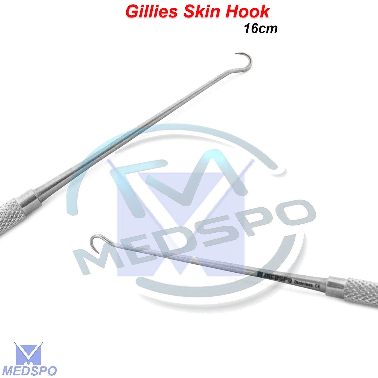 Gillies Skin Hook Single Sharp Prong Dermal Retractor Surgical Instruments
