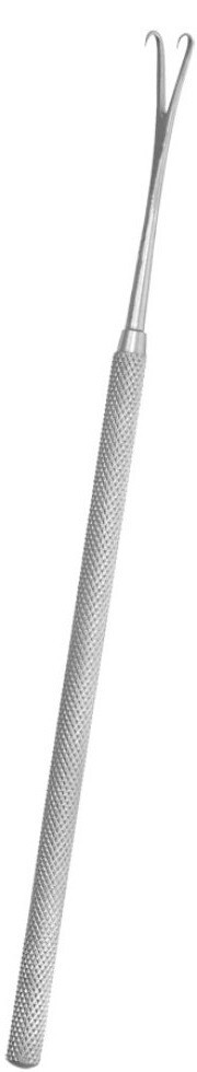 Nasal Tenaculum Hook, 6.25″, Sharp 2-Prongs, 7mm Spread, Light, Aluminum Handle