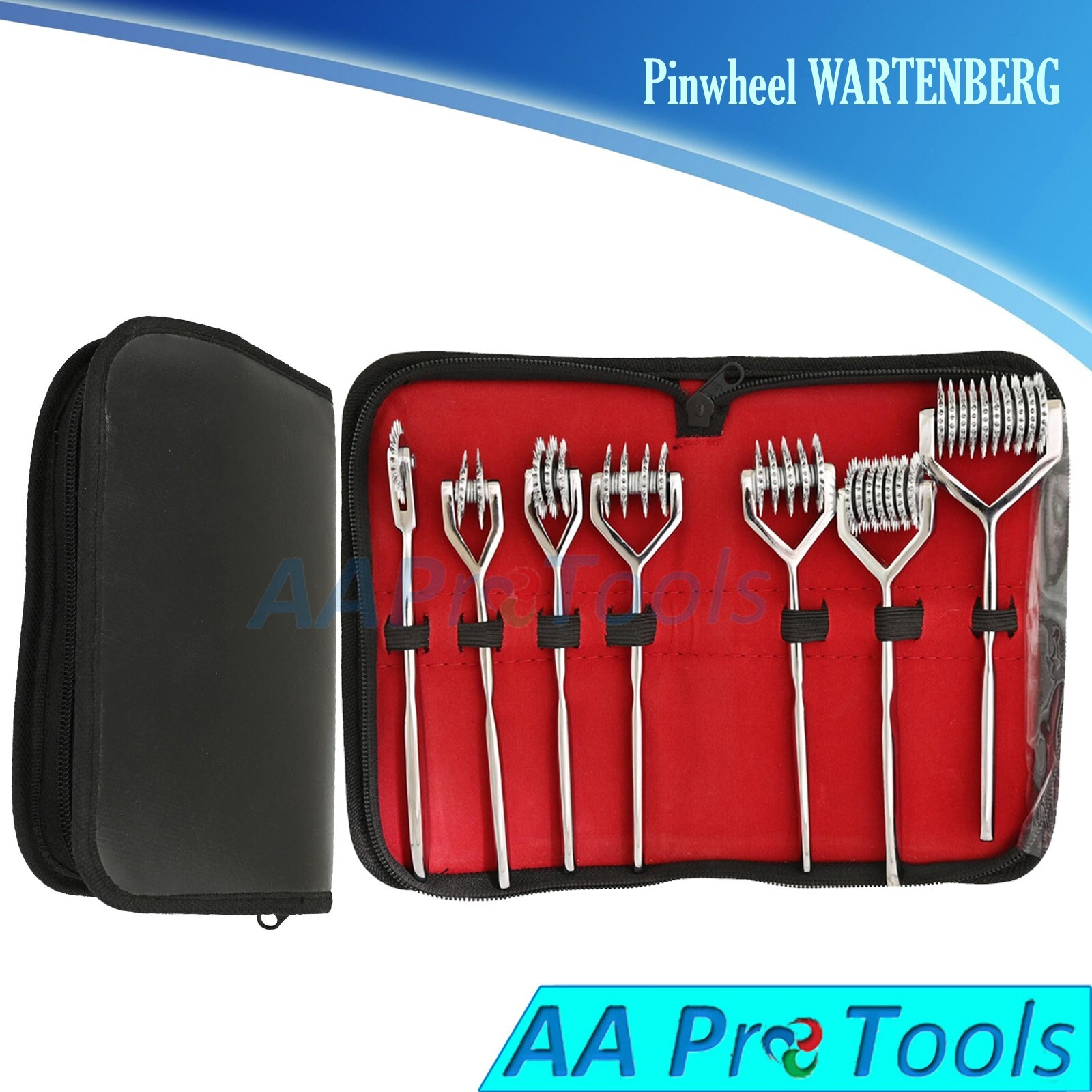 7 Pcs Wartenberg Neuro Pinwheel Diagnostic Instrument Sensory w/Leather Kit