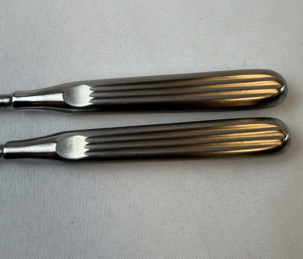 Pair of Codman 23-1002 Scoville Ruptured Disc Curettes Angular 4mm x 10mm Cups