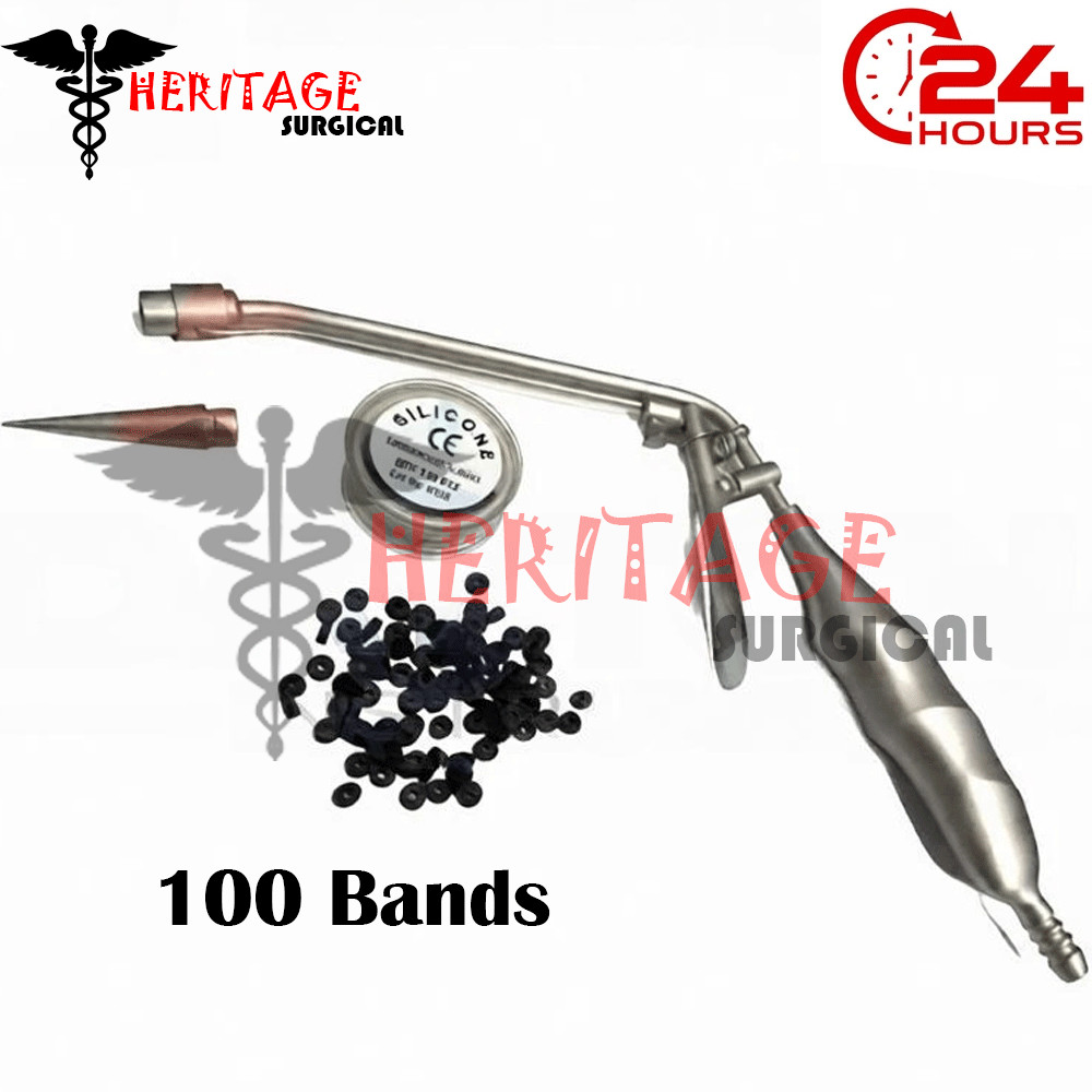 Hemorrhoid Suction Ligator With 100 bands Surgical Instruments Set High Quality