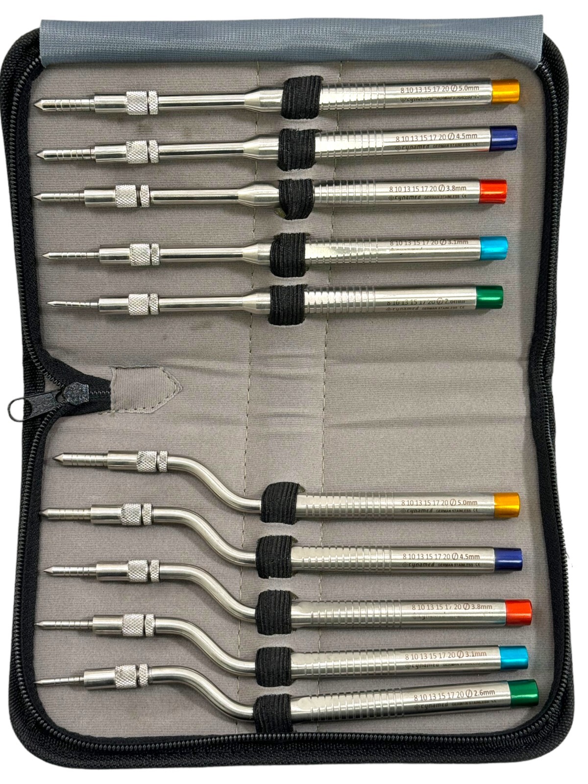 Convex Tip Osteotome Offset and Straight, Color-Coded Adjustable Screw (10 Pack)