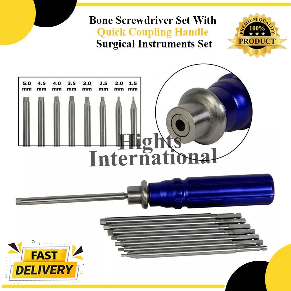 Bone Screwdriver Set With Quick Coupling Handle Surgical Instruments Set