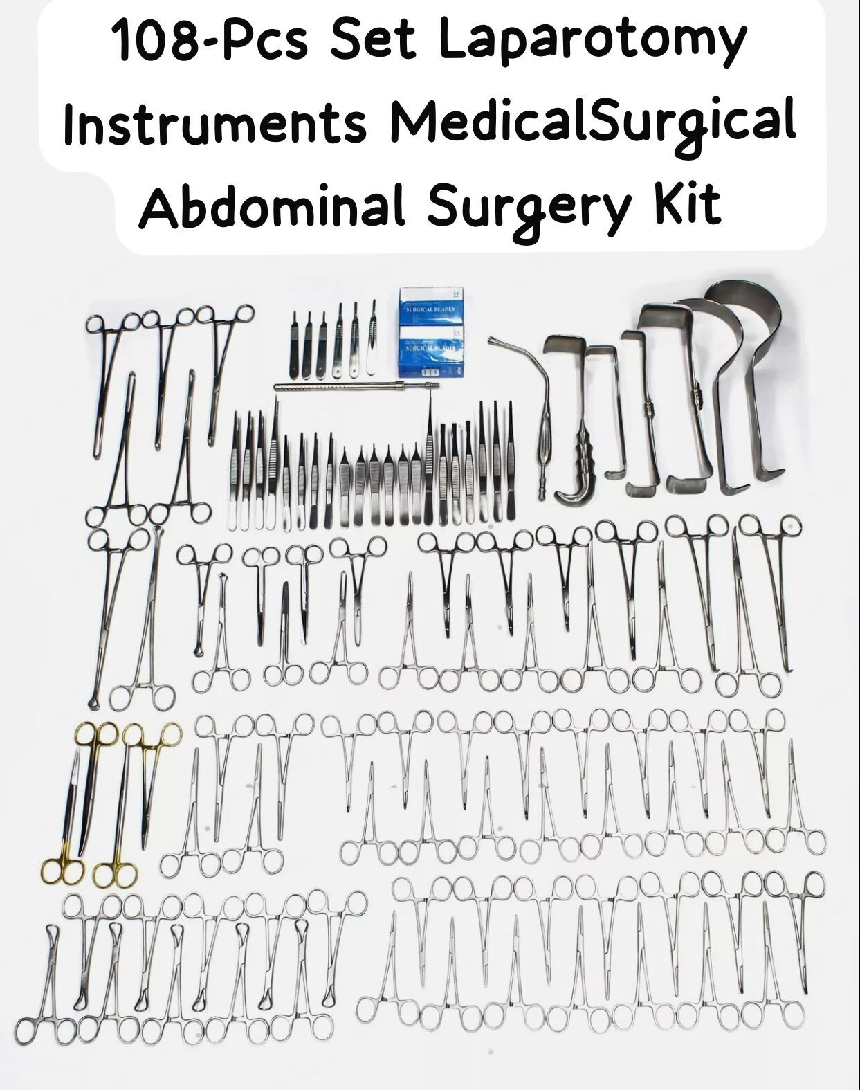 108-Pcs Set Laparotomy Instruments MedicalSurgical Abdominal Surgery Kit