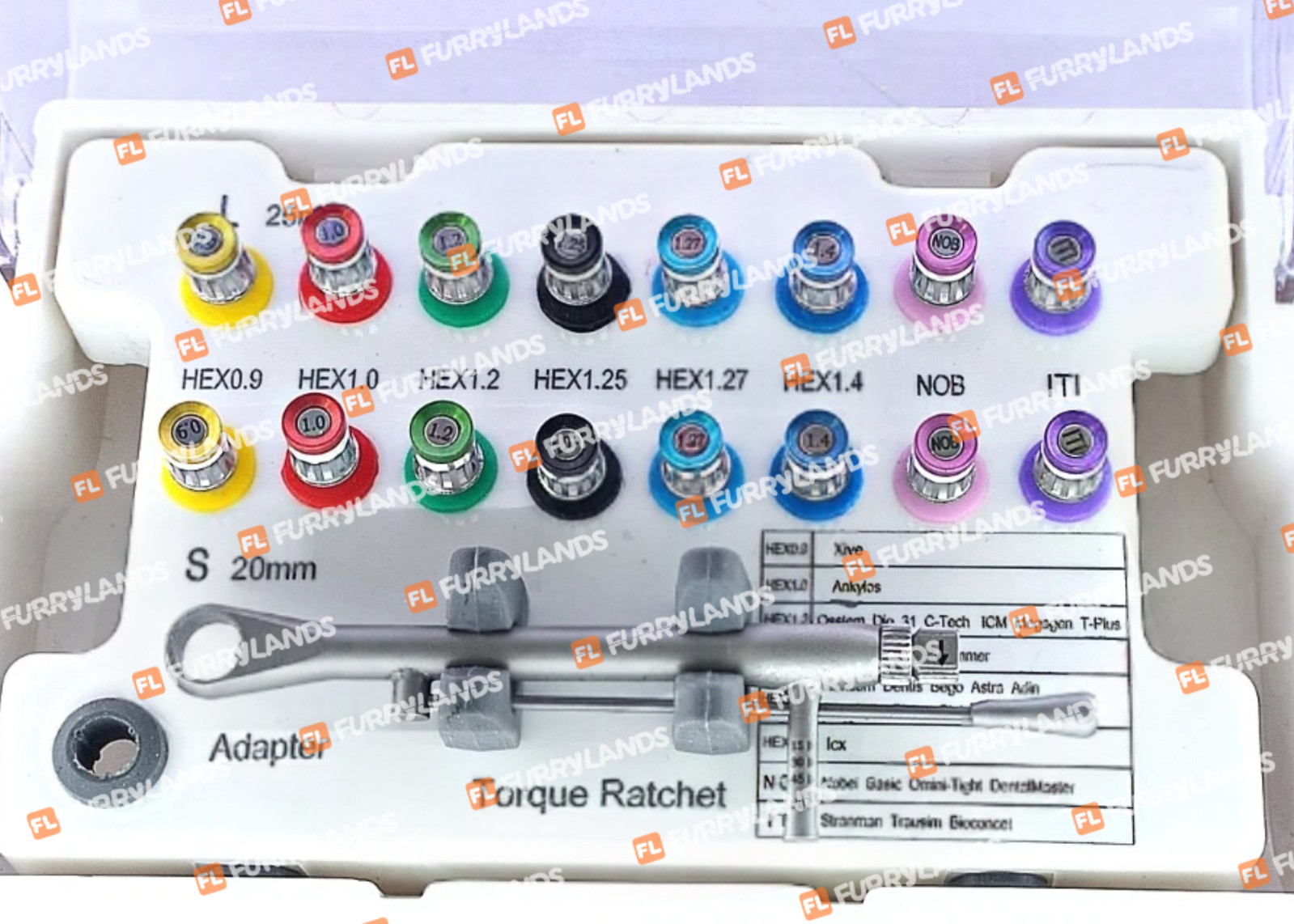 Dental Prosthetic Universal Implant Kit Torque Ratchet & Hand Drivers 16 Pcs SS