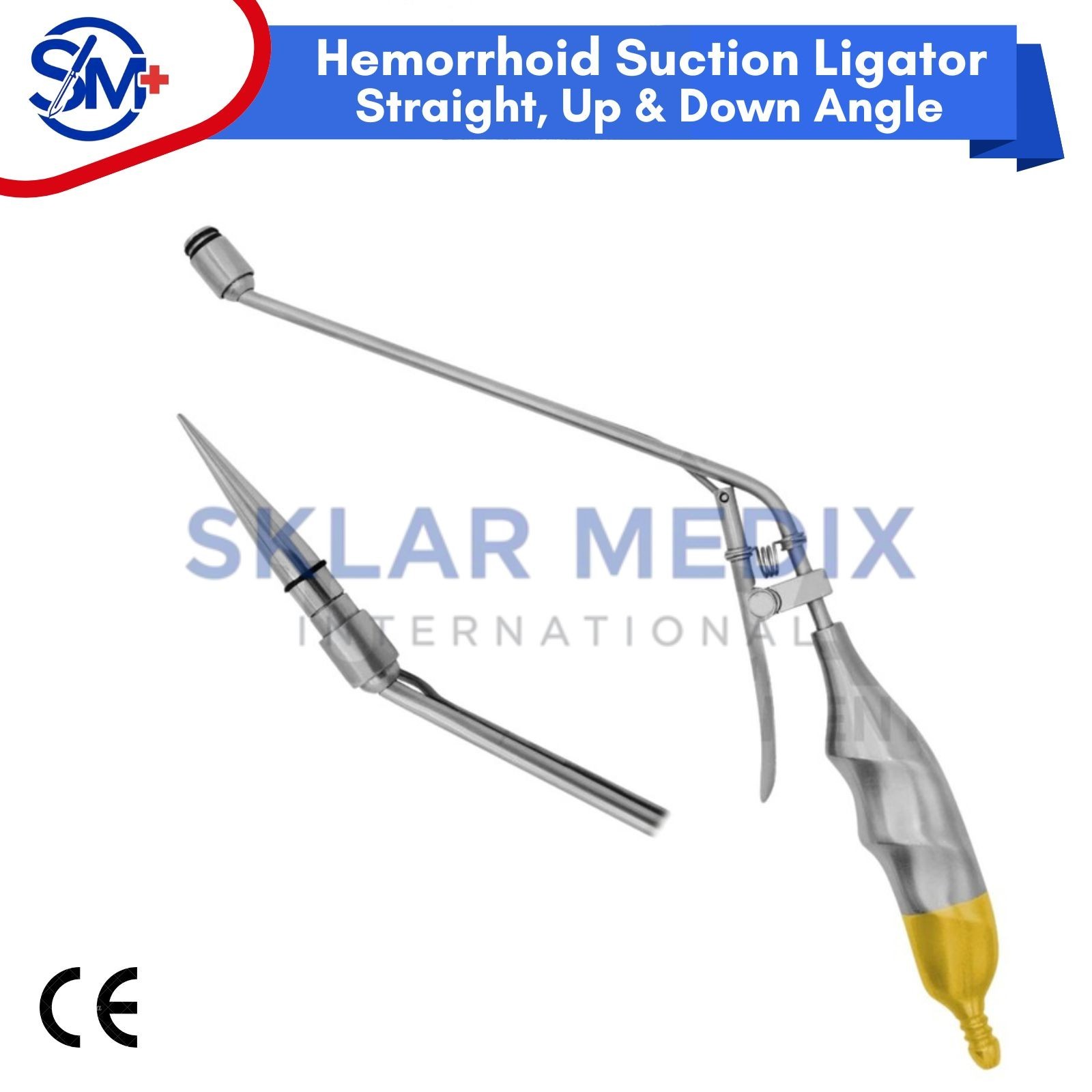 Hemorrhoid Suction Ligator Straight Up Down & 100 Latex Band Surgical Instrument