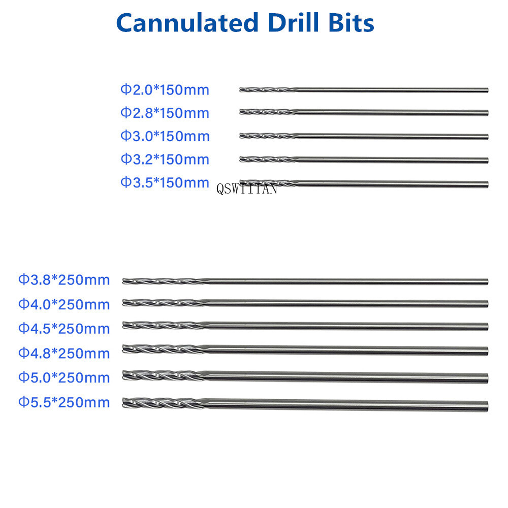 Cannulated Drill Bit Hollow Stainless steel Orthopedic Instrument 150mm/250mm