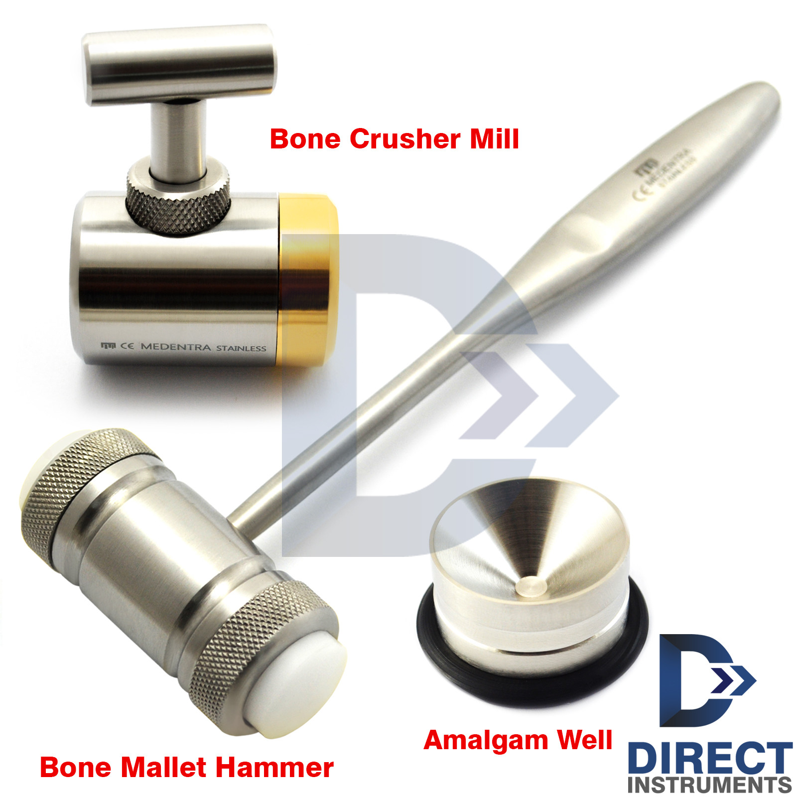 Dental Bone Graft Mallet Hammer Surgical Implant Mill Bone Crushing Instruments