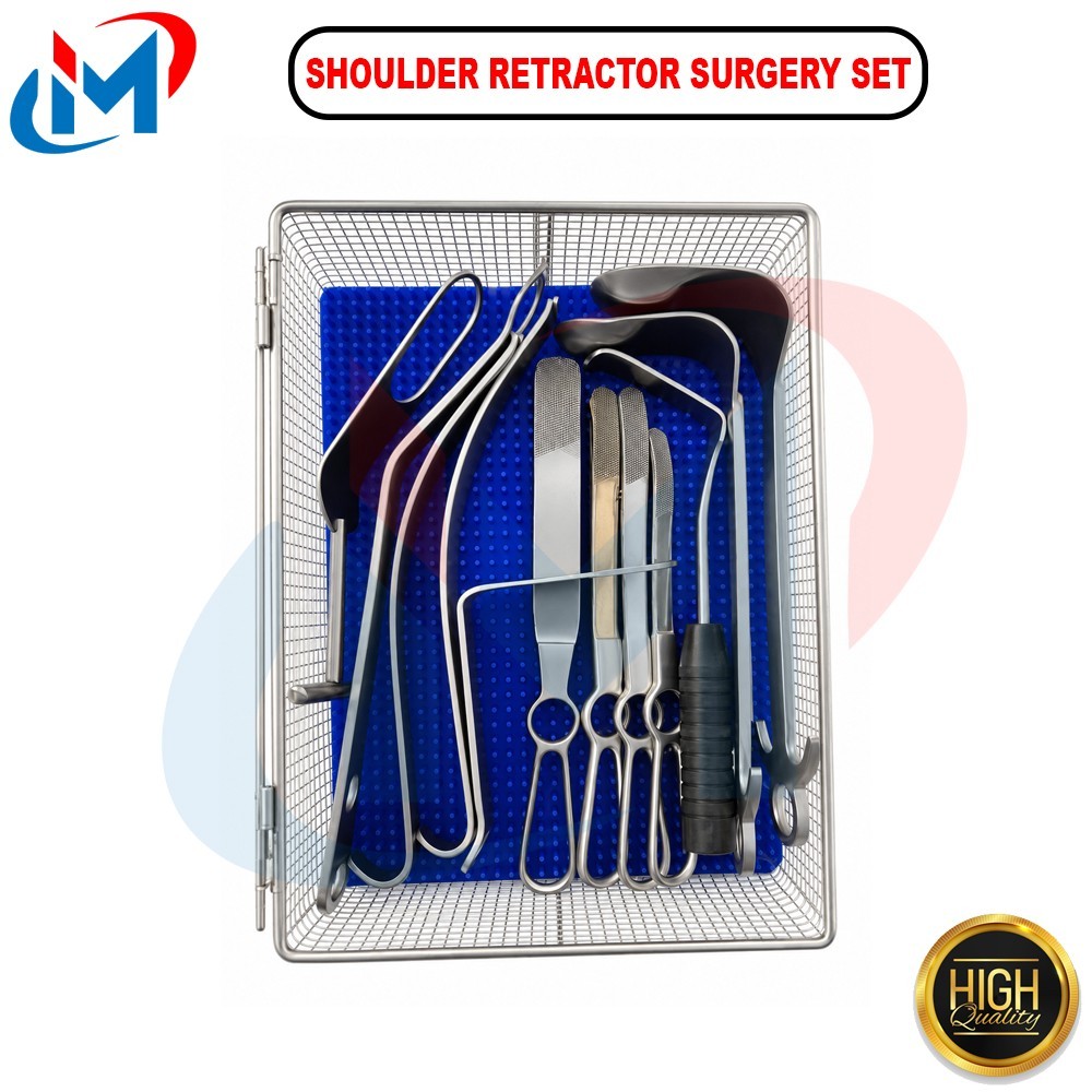 Shoulder Retractor Surgery Set of 13 With Sterlize Mesh Box Orthopedic