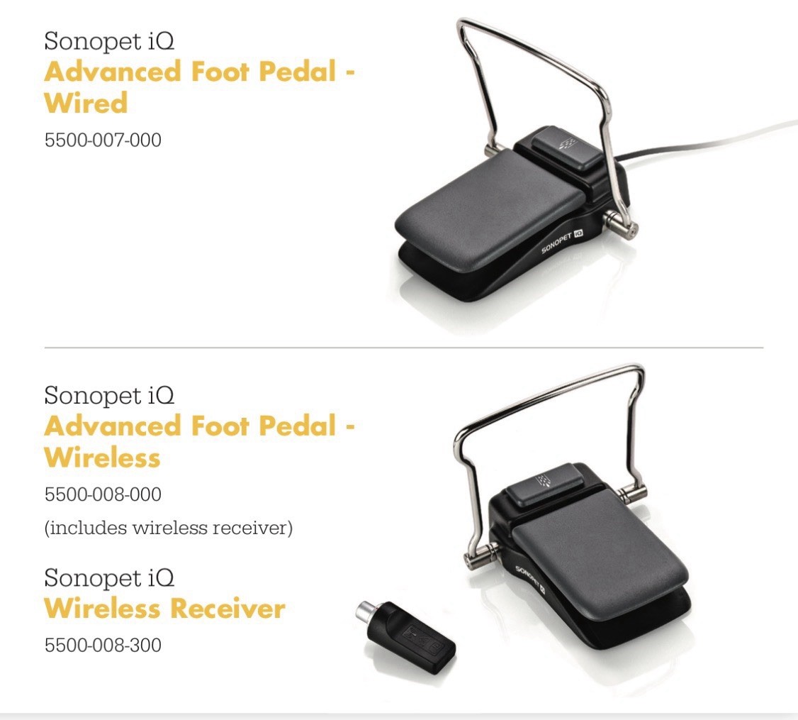 Stryker 5500-007(8)-000 Sonopet iQ Advanced Foot Pedal (Wired or Wireless)