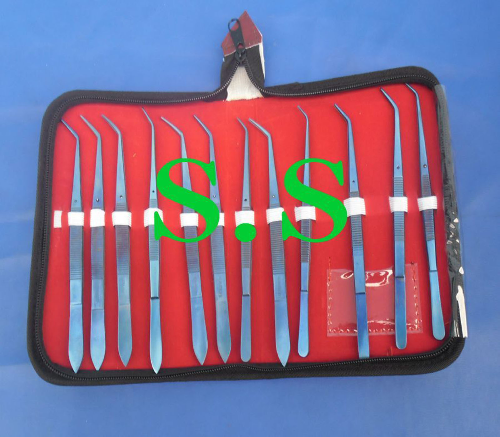 College Cotton Plier Titanium Surgical Dental Instruments Kit of 12 Pcs T.T-0014