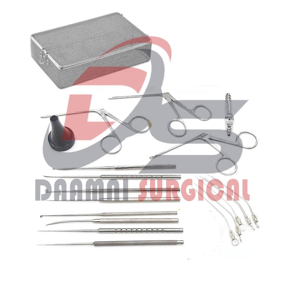 Myringotomy Instruments Set Of 15 PCs For ENT Myringoplasty Surgical Instruments