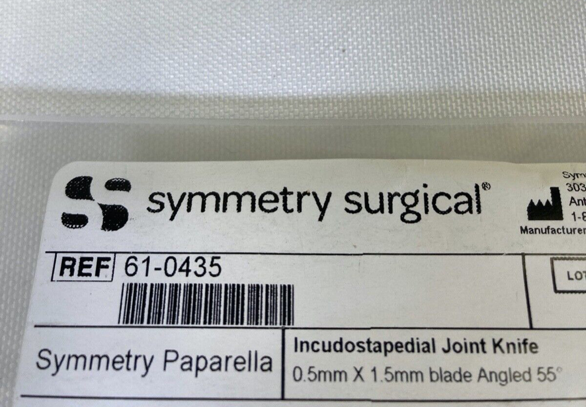 Symmetry 61-0435 Paparella Incudostapedial 55° Angled Joint Knife 0.5mm x 1.5mm