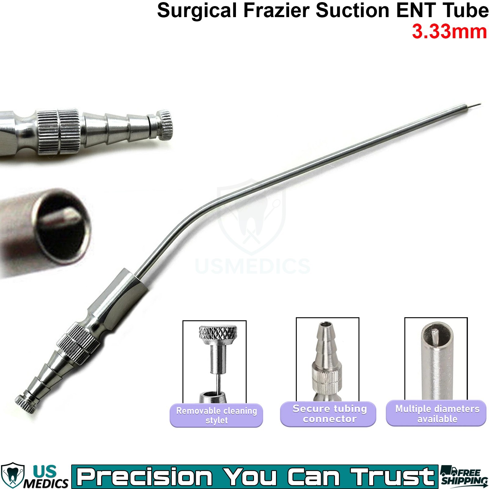 Frazier Suction Tube 3.33mm ENT Neurosurgery Surgical Instrument Medical Tool CE