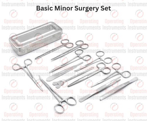 Set of 13 Pcs Basic Minor Surgery Kit W/ Steel Box Surgical Instruments