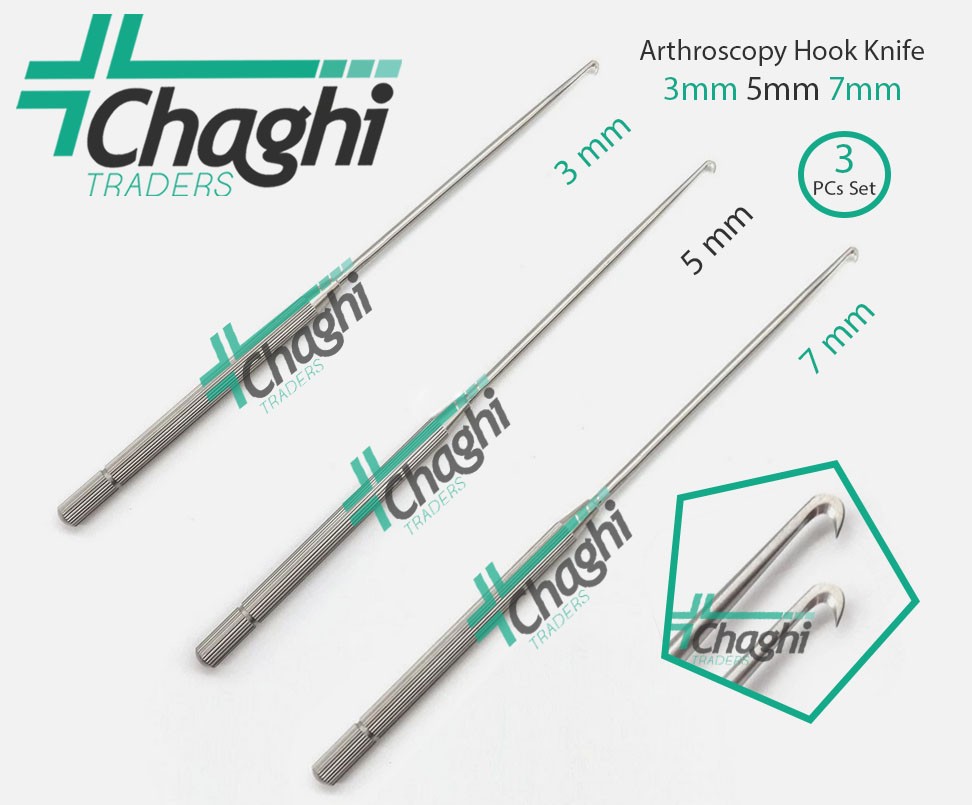 3mm5mm7mm 3 PCs Set Arthroscopy Hook Knife Arthroscopic instruments By chaghi Tr
