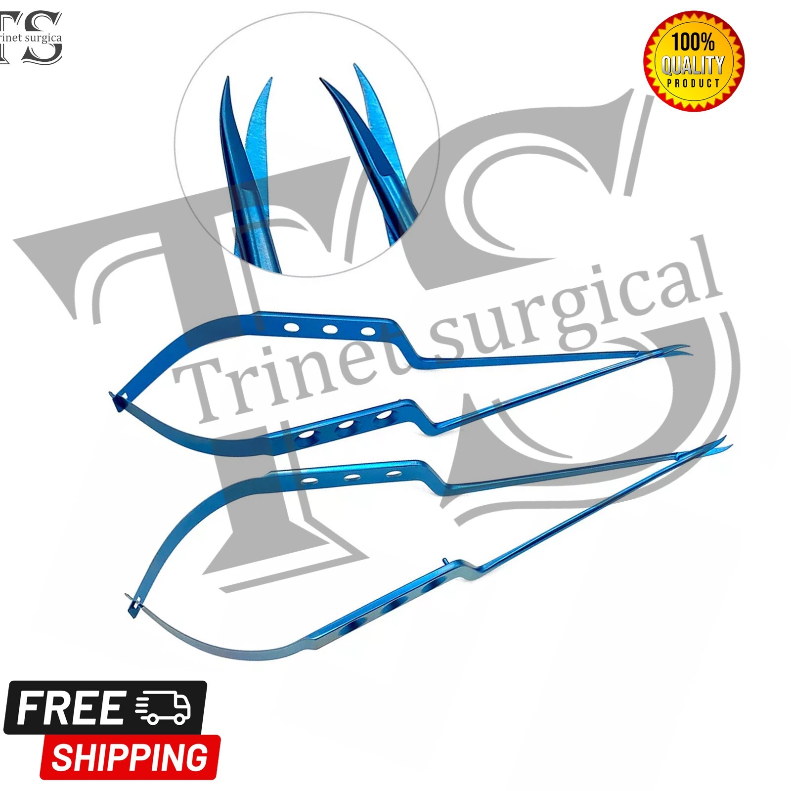 Titanium coated Microsurgical Scissors with Shark Blade Micro Neurosurgery
