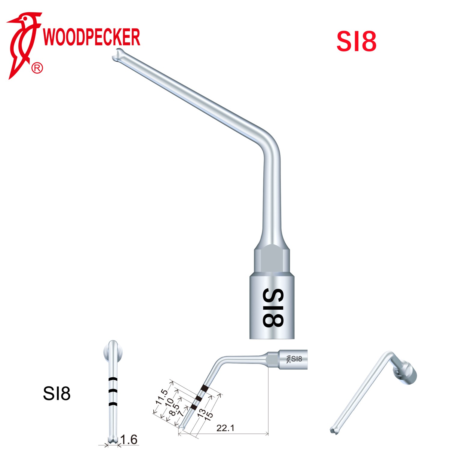 Woodpecker Dental Perio Bone Surgery Tips SI8 for Surgic Smart & AI Surgery