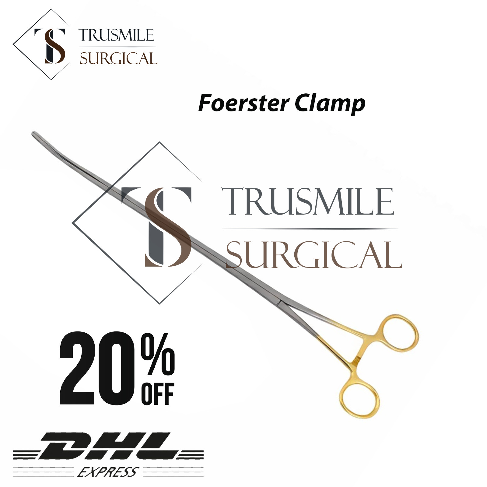 Foerster Clamp M | VATS Thorax Surgical Instrument 90° Curved Jaws