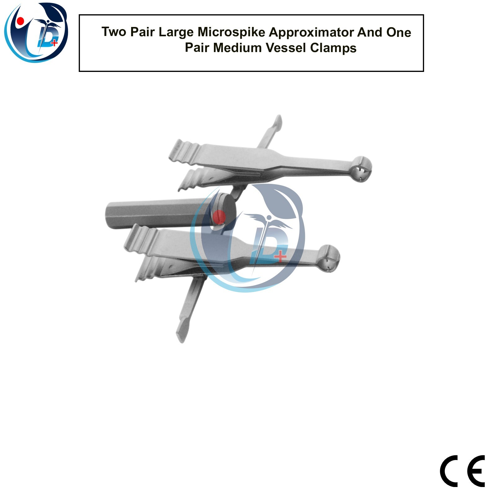 Two Pair Large Microspike Approximator And One Pair Medium Vessel Clamps