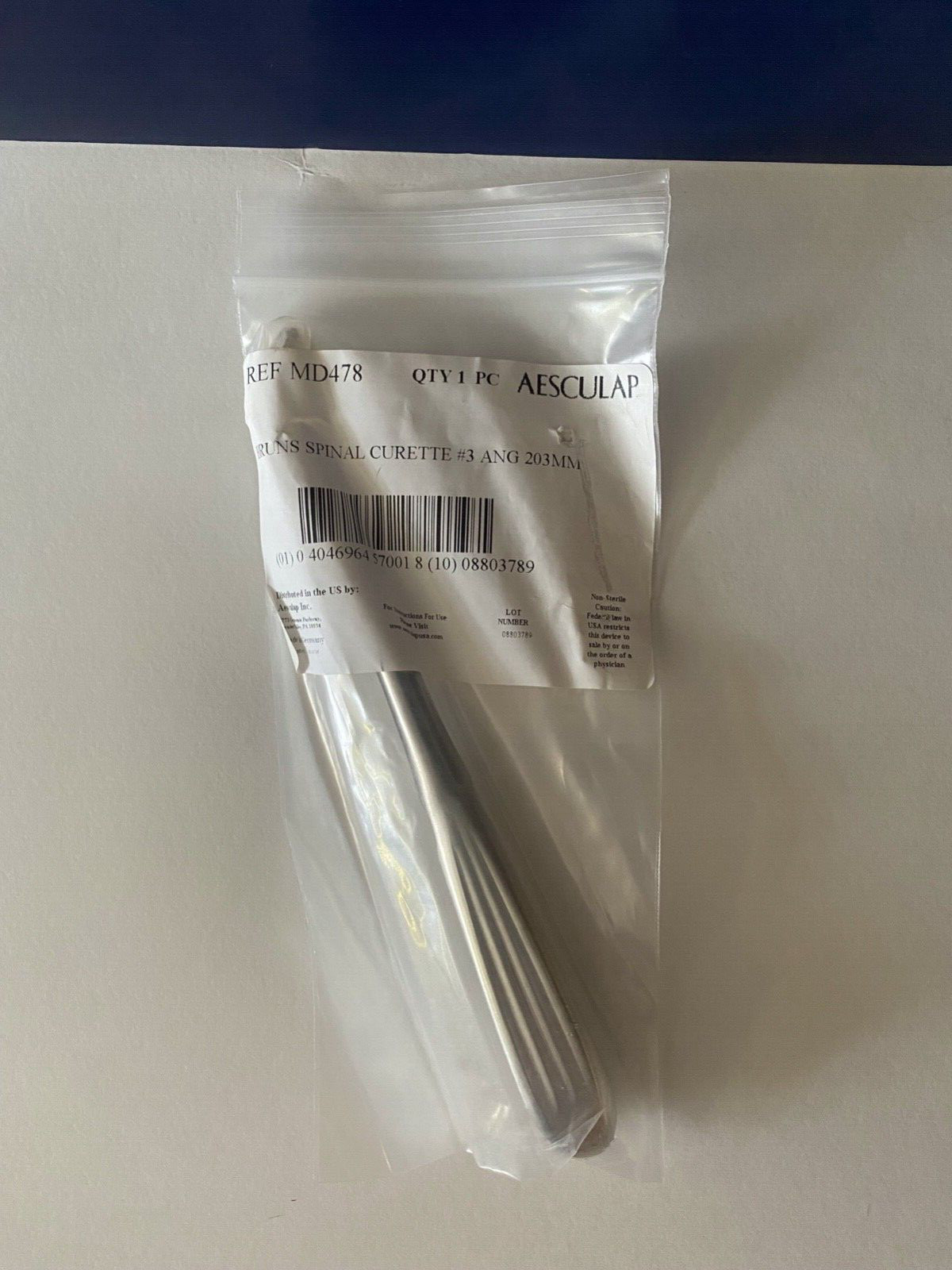 NEW Aesculap Bruns Spinal Curette #3 Ang 203mm, MD478
