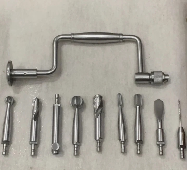 Hudson Brace Hand Drill Set 10 Pcs Orthopedic Instrument Kit With Box