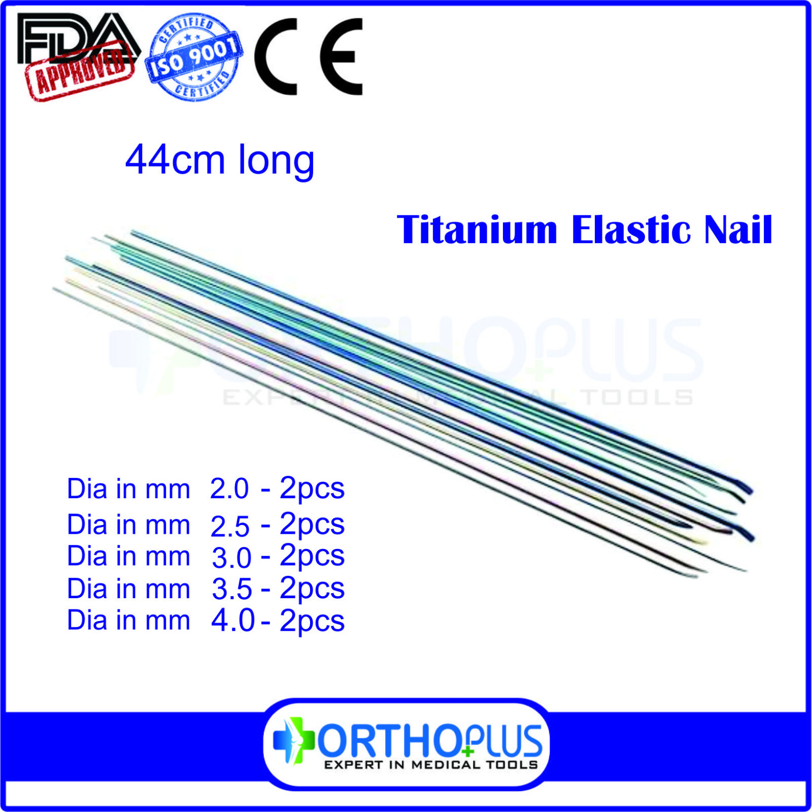 Titanium elastic nail set of 10pcs veterinary surgical instrument (ORTHOPLUS)