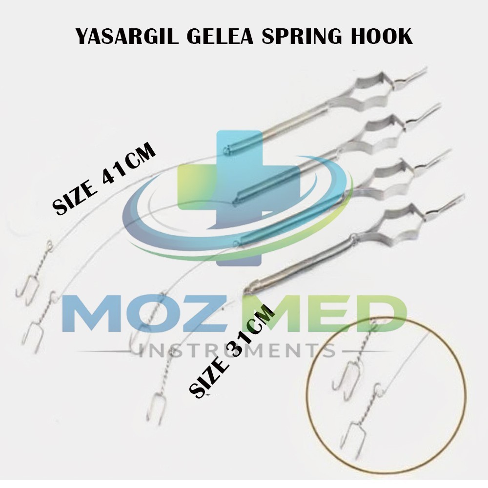 Yasargil Gelea Spring Hook Length 31 cm & 41 cm 4 Pcs Set Surgical Instruments