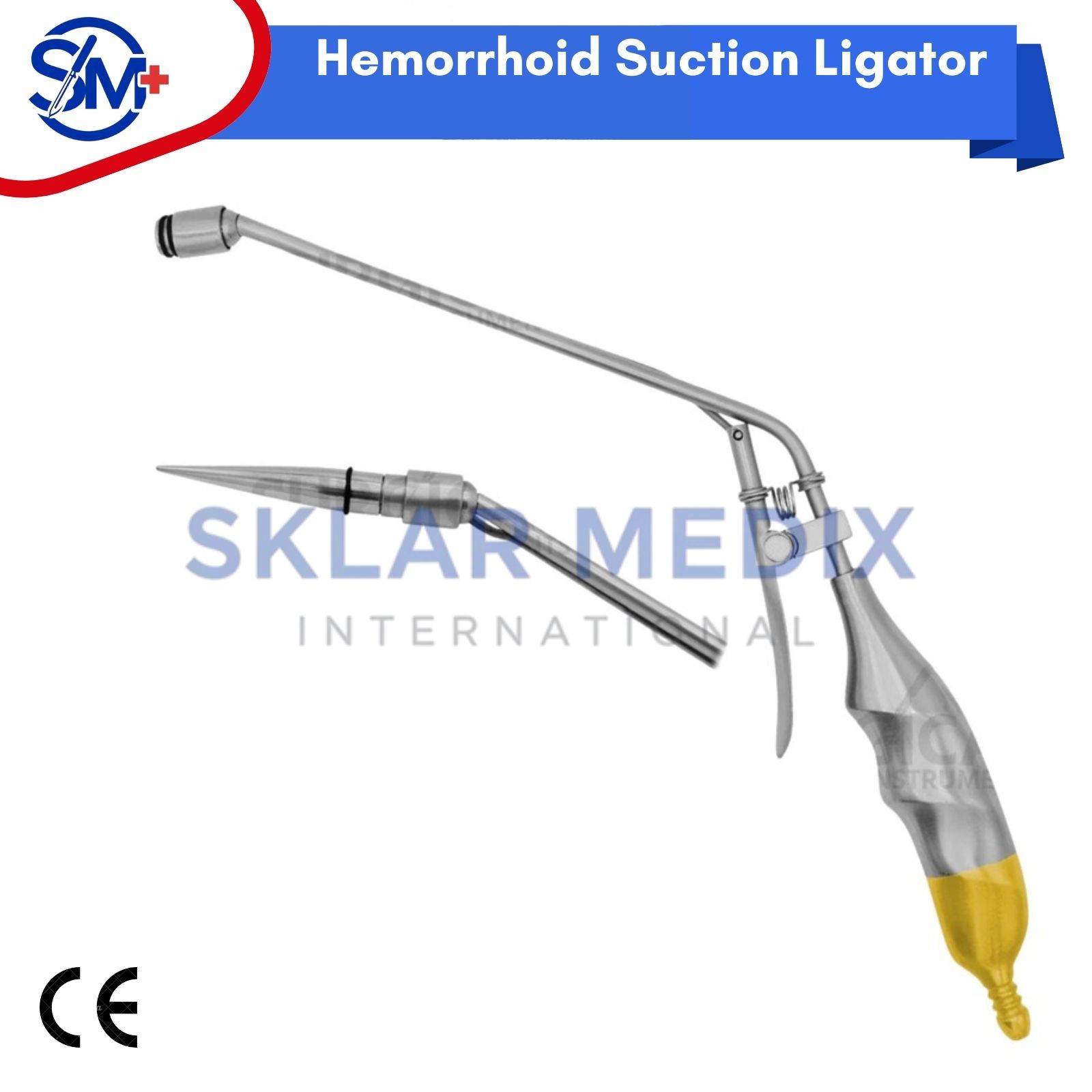 Hemorrhoid Suction Ligator Straight Up Down & 100 Latex Band Surgical Instrument