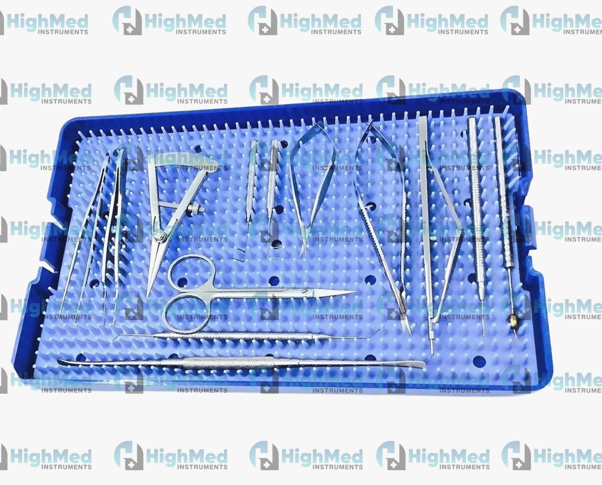 glaucoma surgical instruments kit set ophthalmic silicone tray Stainless steel