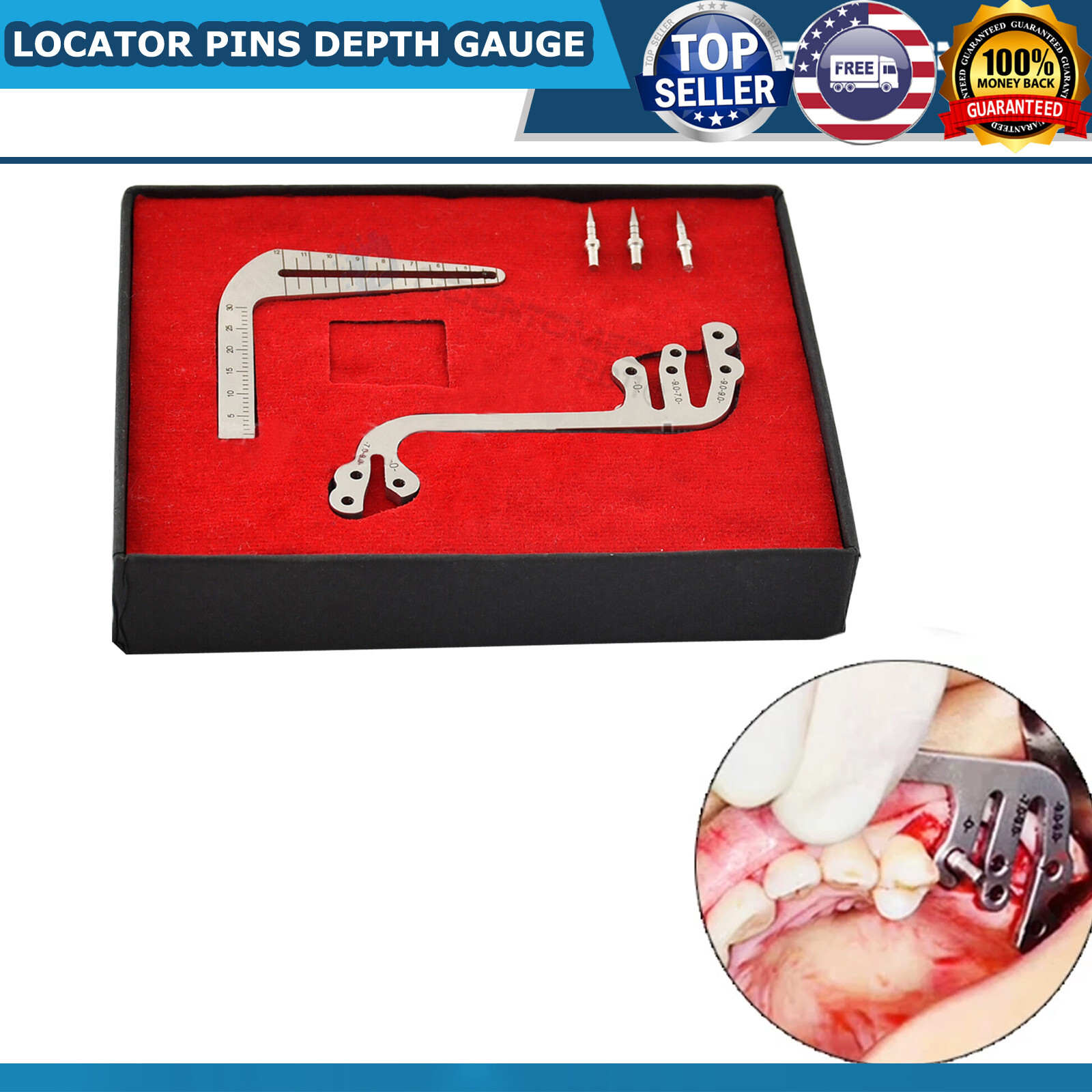 NEW Dental Depth Gauge Parallel Locator Drill Guide 3 Pins S-Type L-Type WG-006