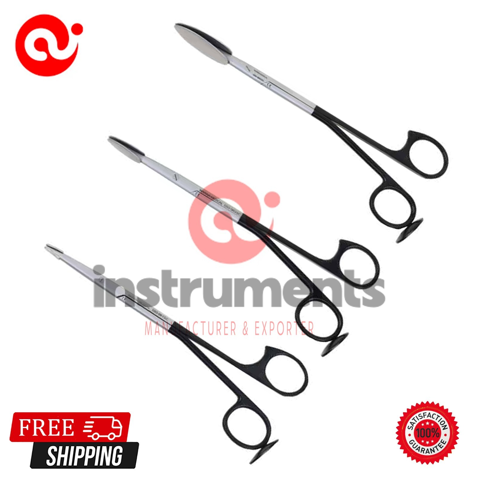 Trepsat Facial Flap dissector scissors set of 3pcs,10mm,15mm,20mm Premium By Ai