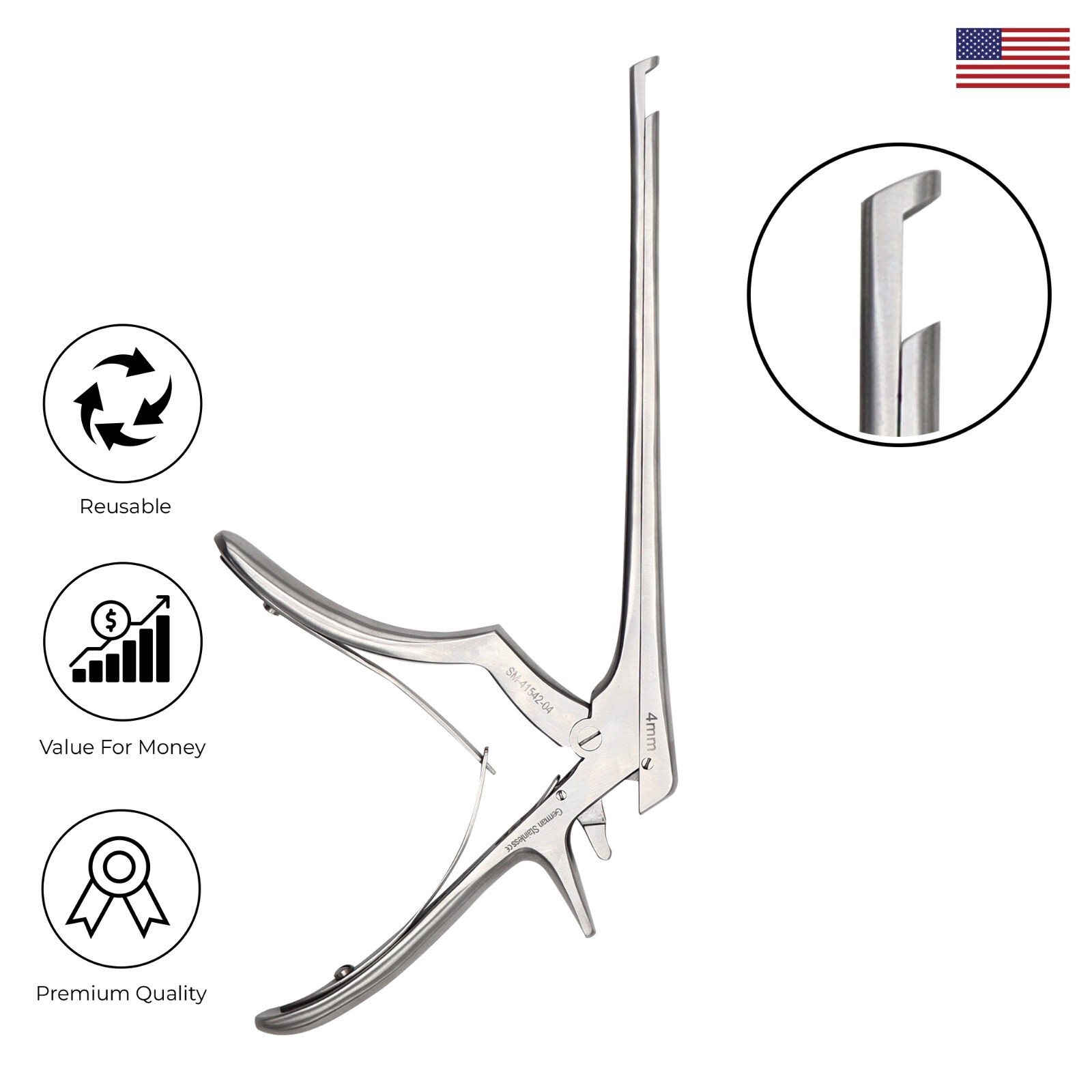 Ferris Smith Kerrison Rongeur Dismountable 4mm 18 cm 130° Surgical Instuments