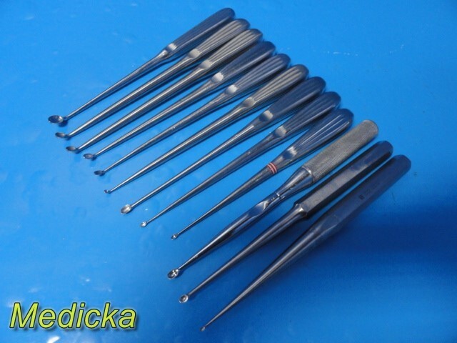 12X V. Mueller Zimmer Assorted Bone Curettes; Oval Cup | Straight/Angled ~ 35759