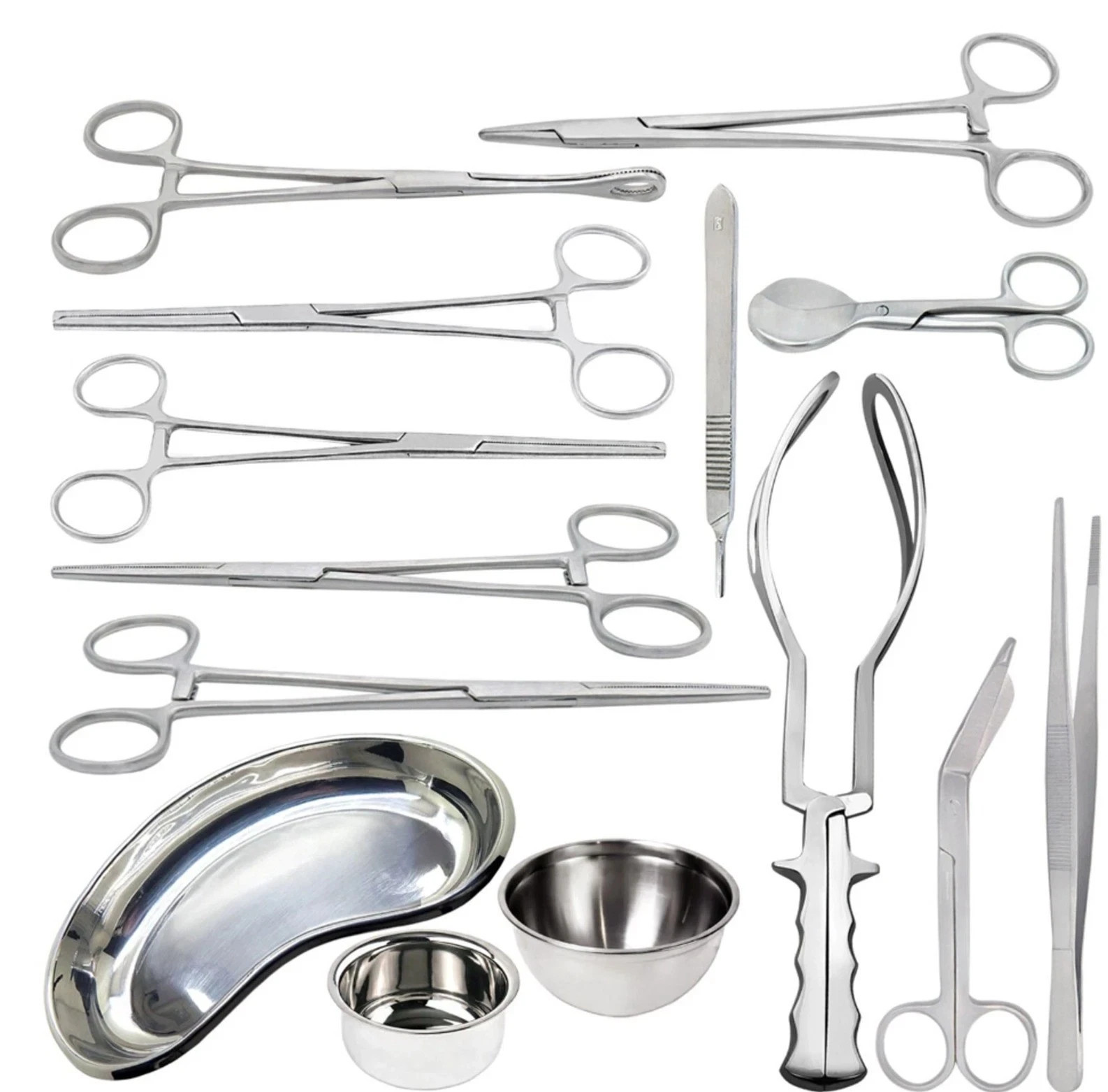 16 Pcs Basic Delivery Set Stainless Gynecology Surgical Instruments German Grade