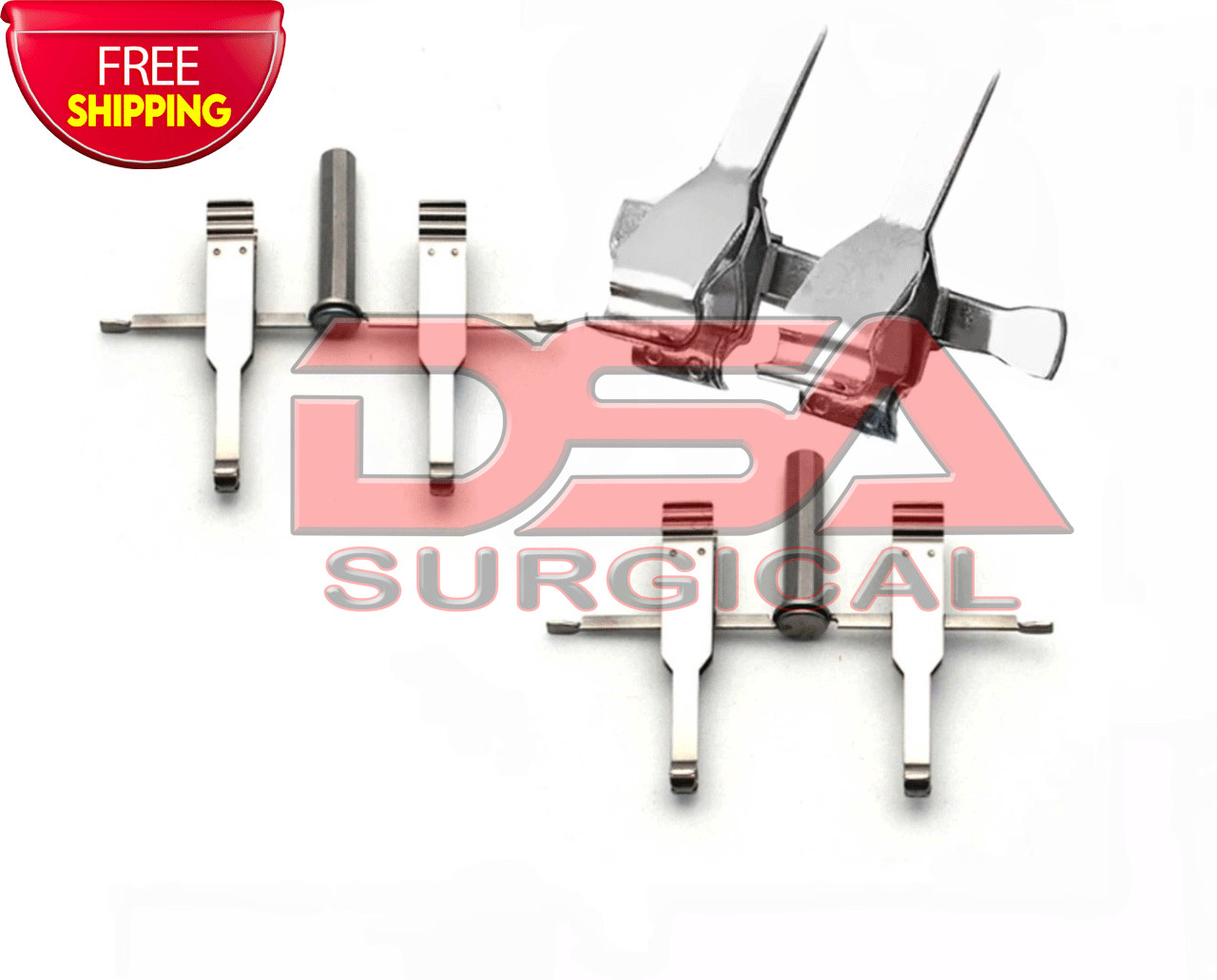 Two Pair Large Micro spike Approximator and One Pair Medium Vessel Clamps