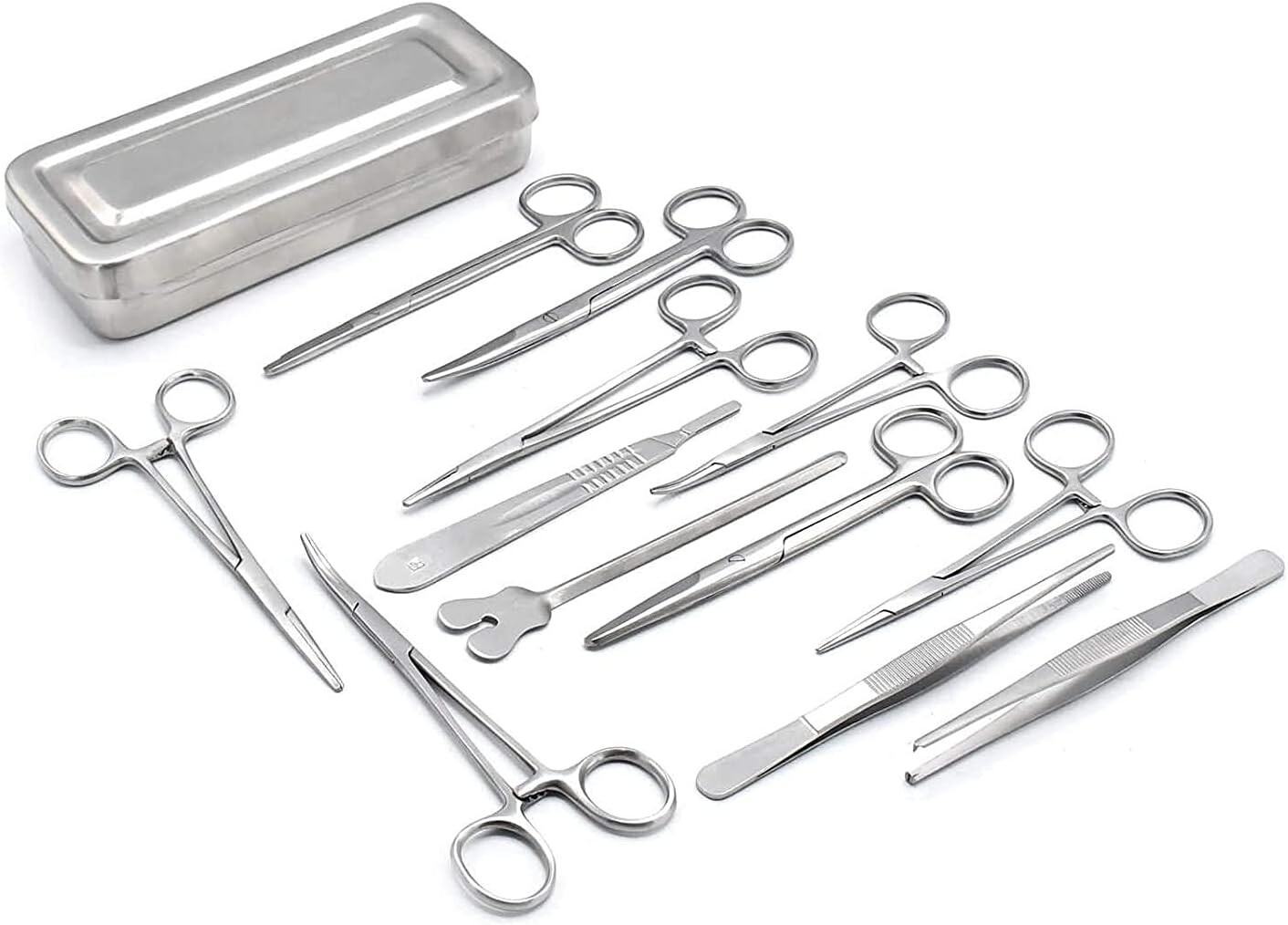 Set of 13 Pieces Basic Surgical Needle Holder kit Scissors Kidney Tray