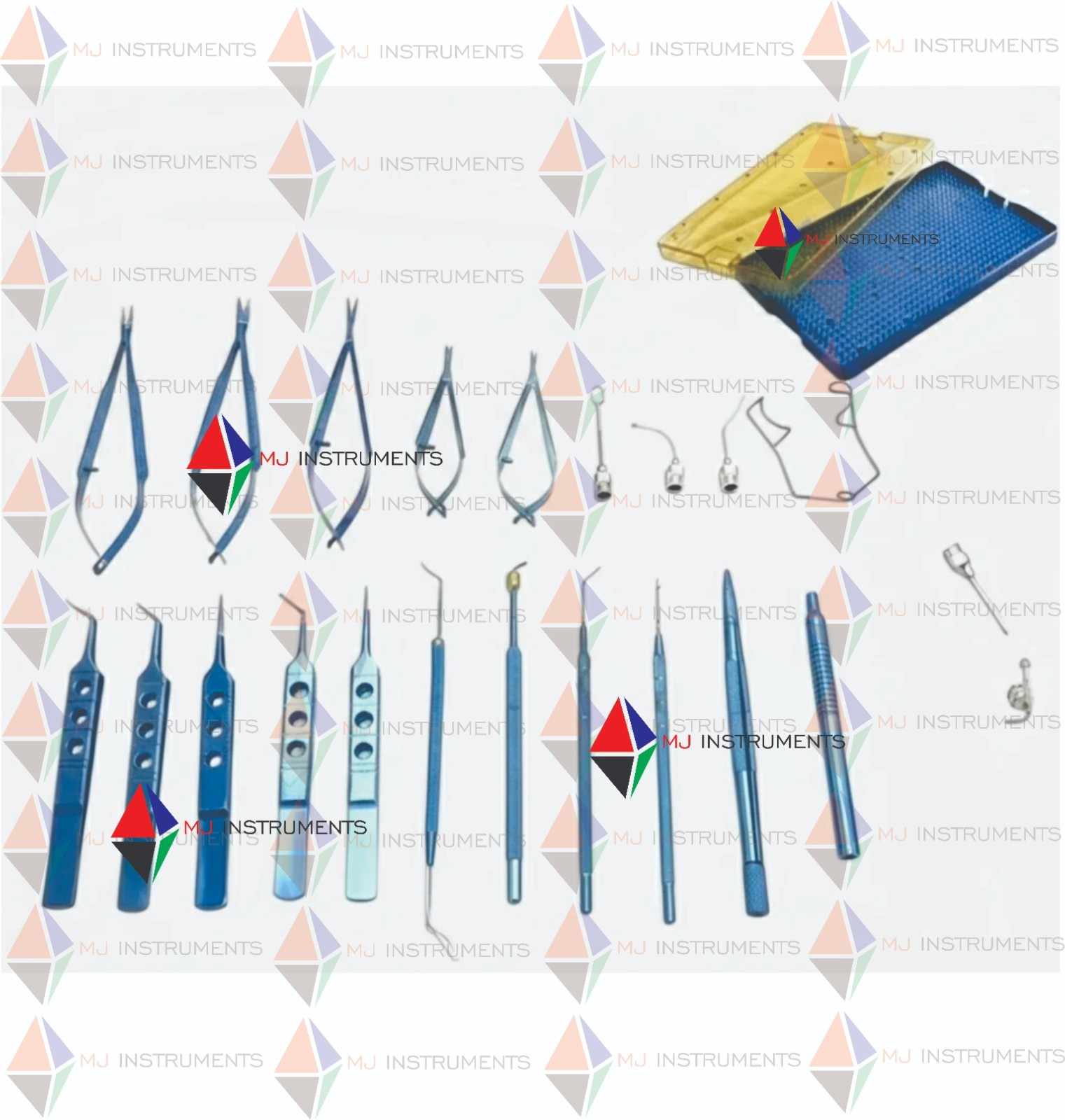 New 21pcs Ophthalmic Cataract Micro Surgery Surgical Instruments with cassette