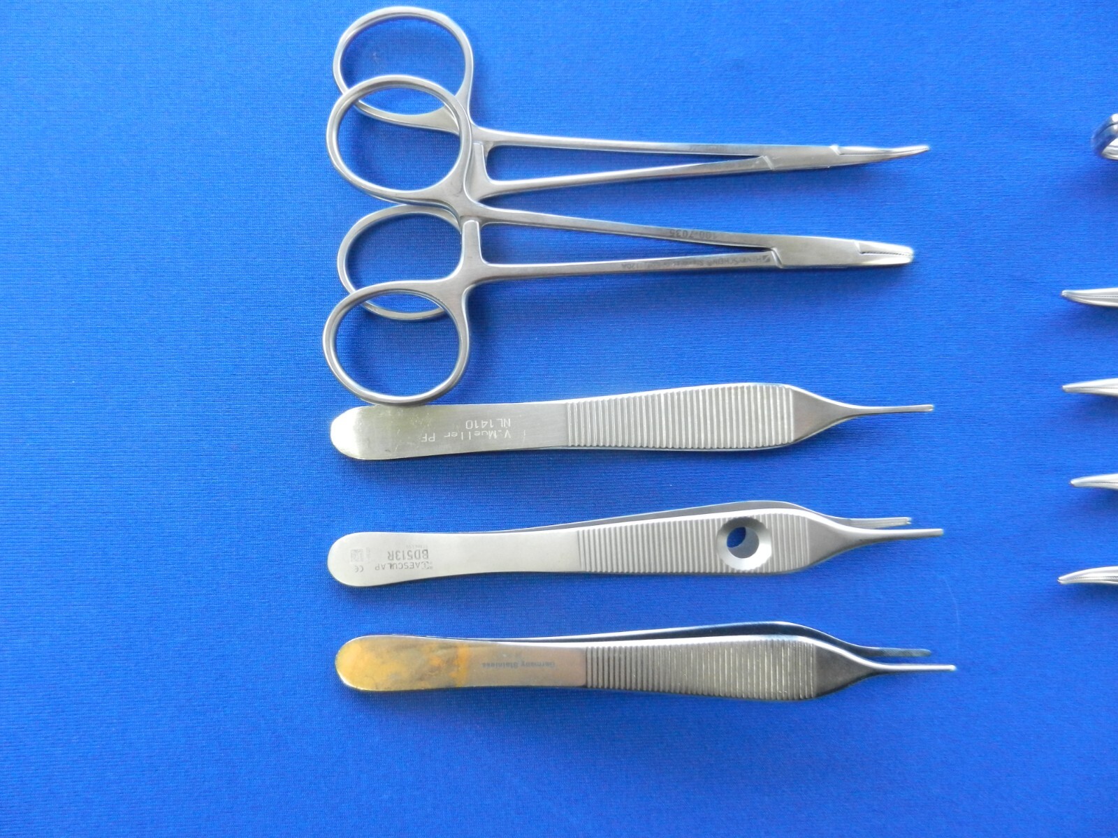 E5460 V. Mueller Miltex Aesculap Lot of 10 Straight & Curved Forceps 12-12.5cm