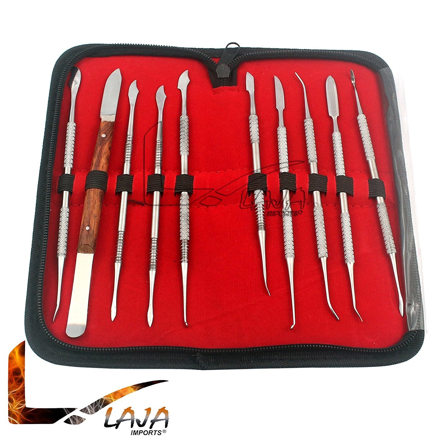 10 Pcs Dental Lab Stainless Steel Kit Wax Carving Tools Set Dental Instruments