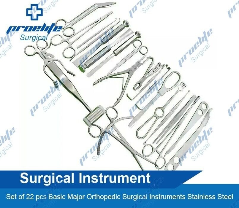 Basic Major Orthopedic Surgical Instruments Set of 22 pcs Stainless Steel