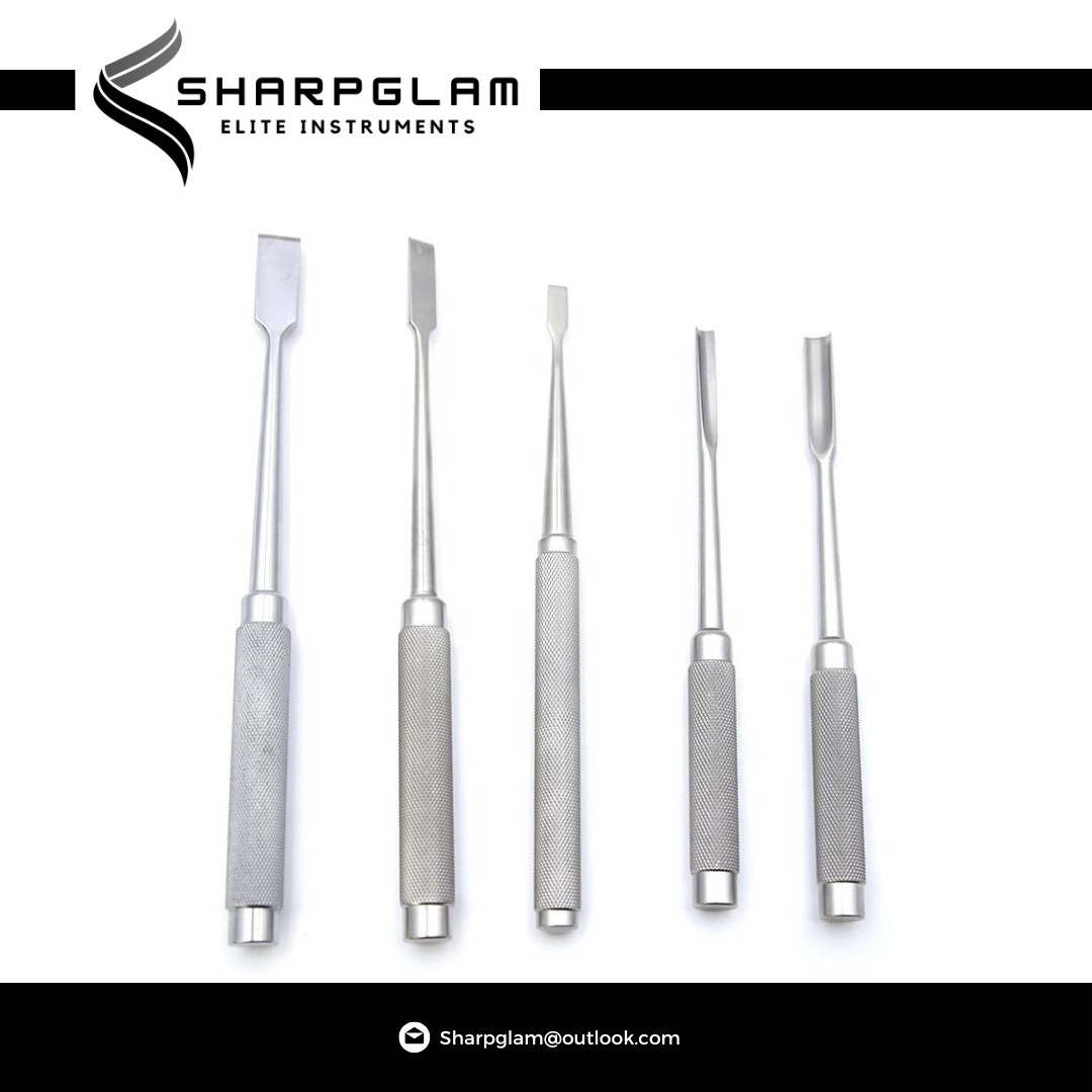 SHARPGLAM Orthopedic Bone Osteotome Set 5 Pcs Surgical Stainless Steel CE ISO